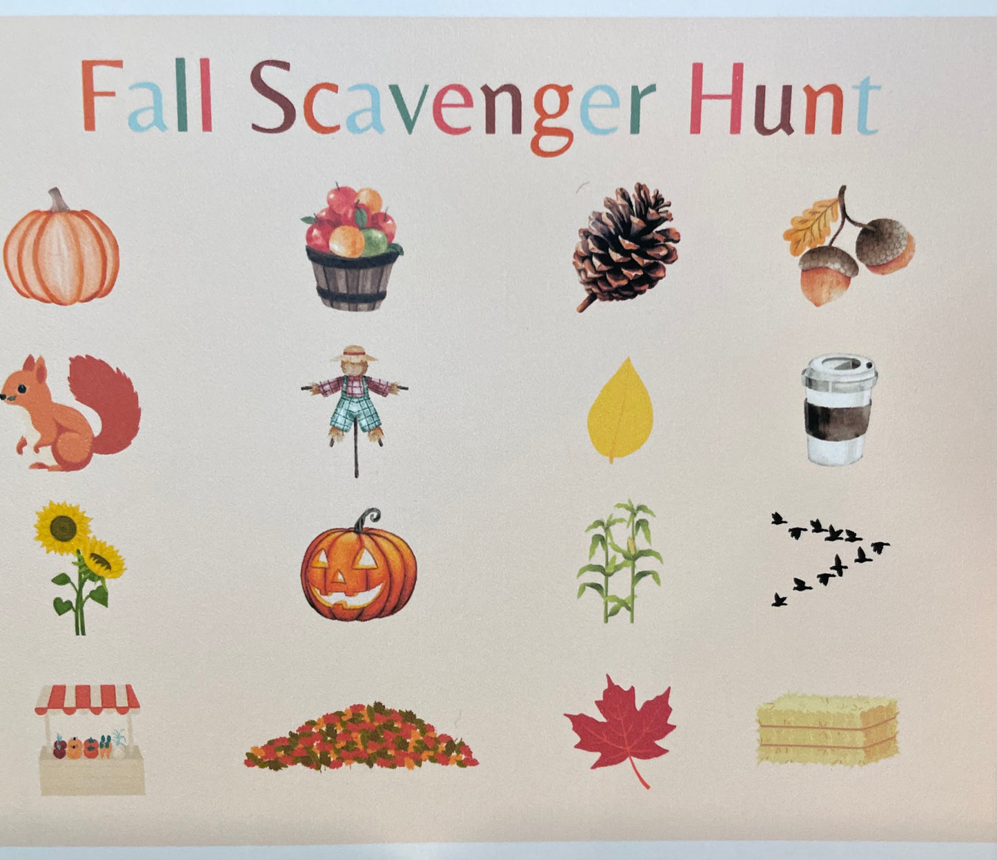 Fall Scavenger Hunt Postcard Set