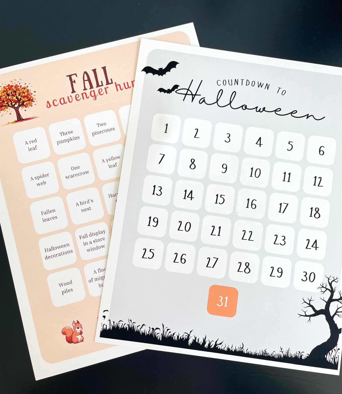 Halloween Countdown Print for Kids with Stickers