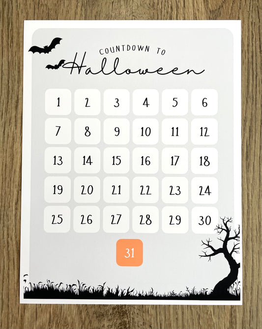 Halloween Countdown Print for Kids with Stickers