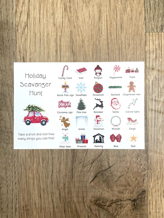 Holiday Scavenger Hunt Postcard Set - Car Ride Version