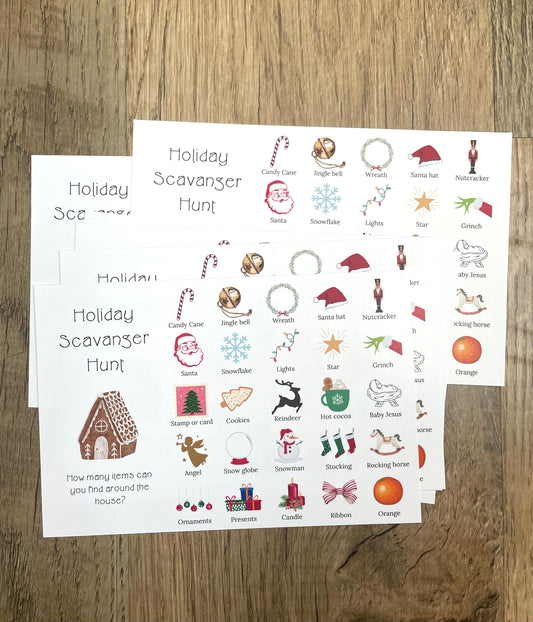 Holiday Scavenger Hunt Postcard Set - Around the House Version