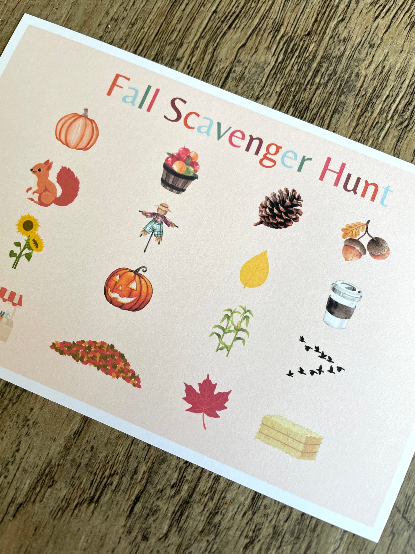 Fall Scavenger Hunt Postcard Set