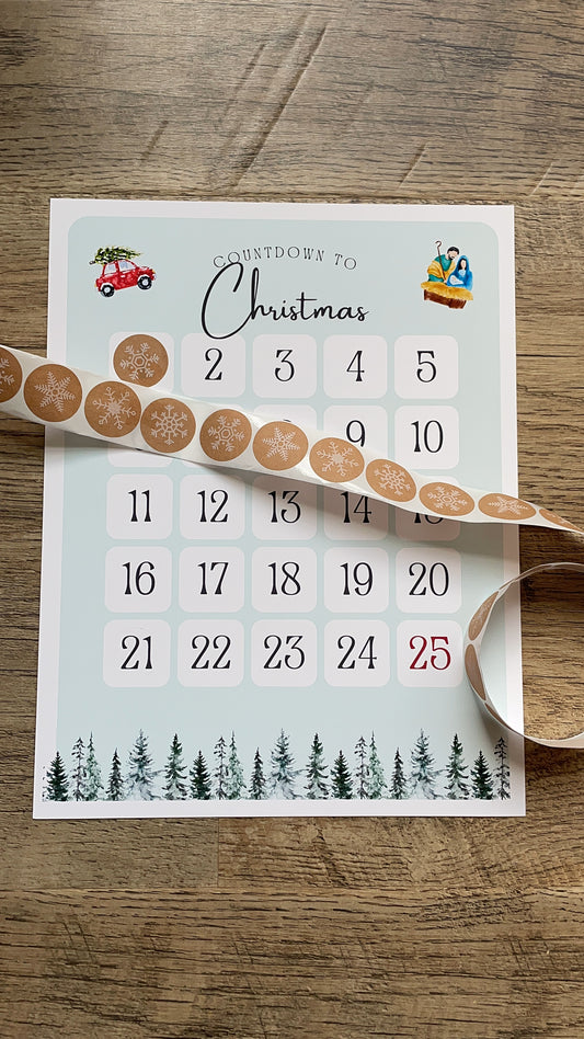 Christmas Countdown with Snowflake Stickers