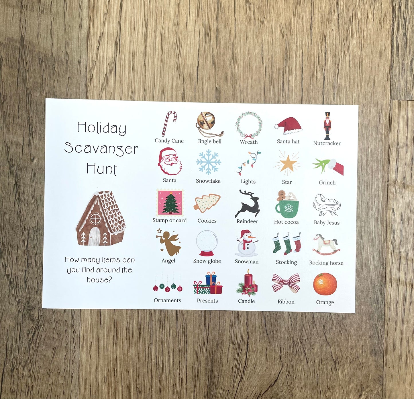 Holiday Scavenger Hunt Postcard Set - Around the House Version