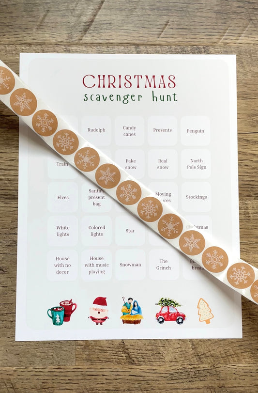 Christmas Scavenger Hunt with Snowflake Stickers