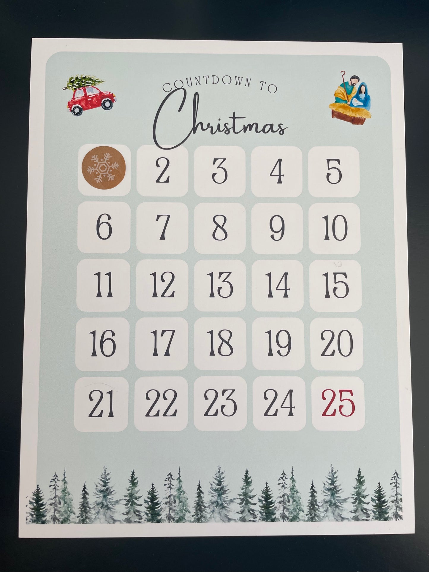 Christmas Countdown with Snowflake Stickers