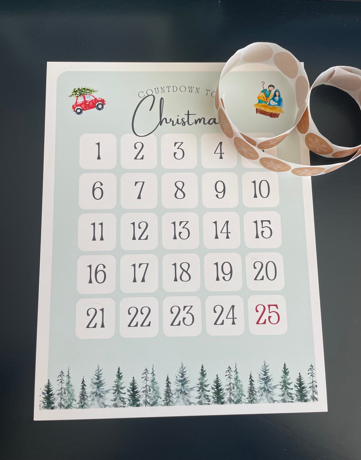 Christmas Countdown with Snowflake Stickers