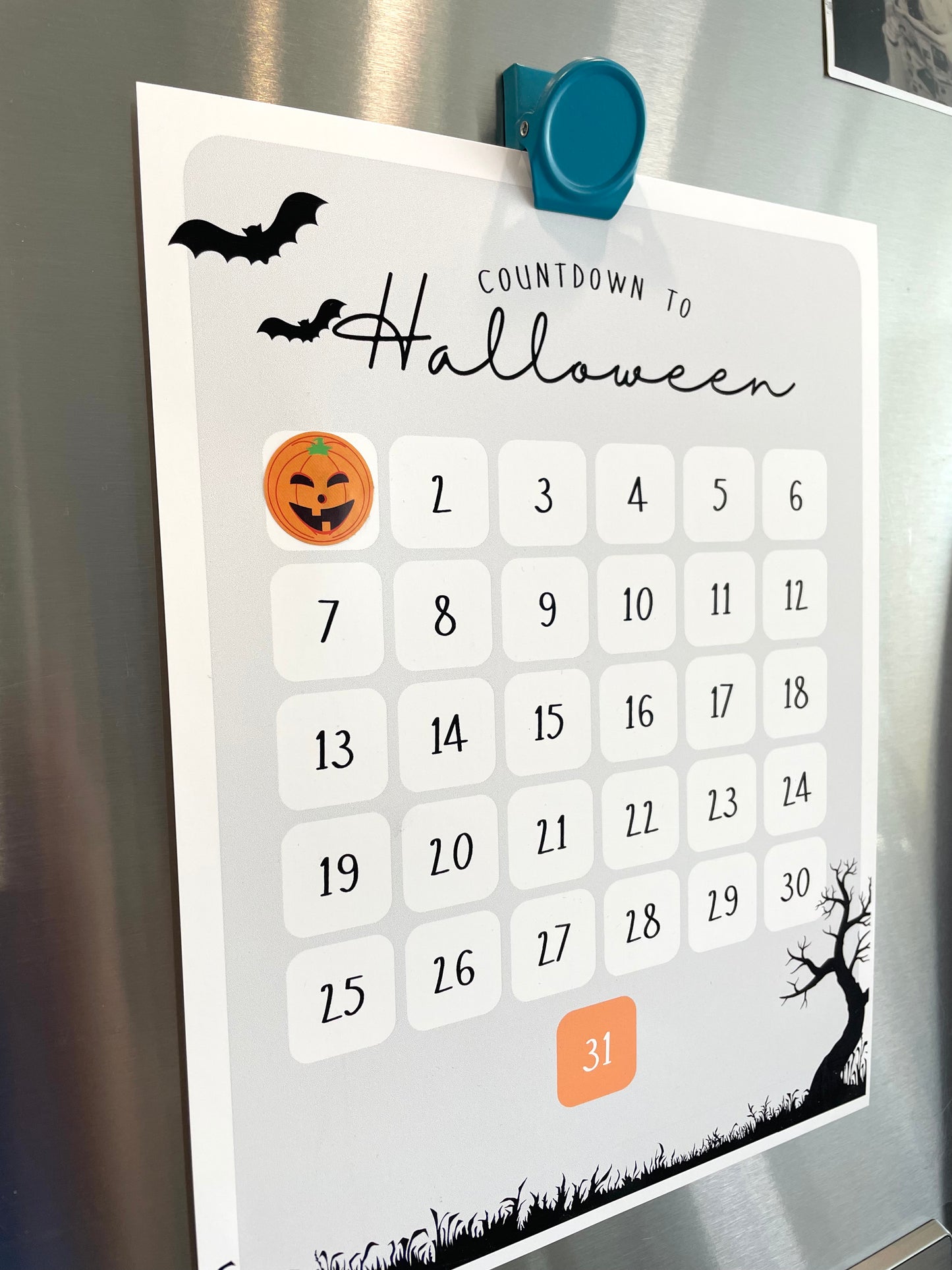 Halloween Countdown Print for Kids with Stickers