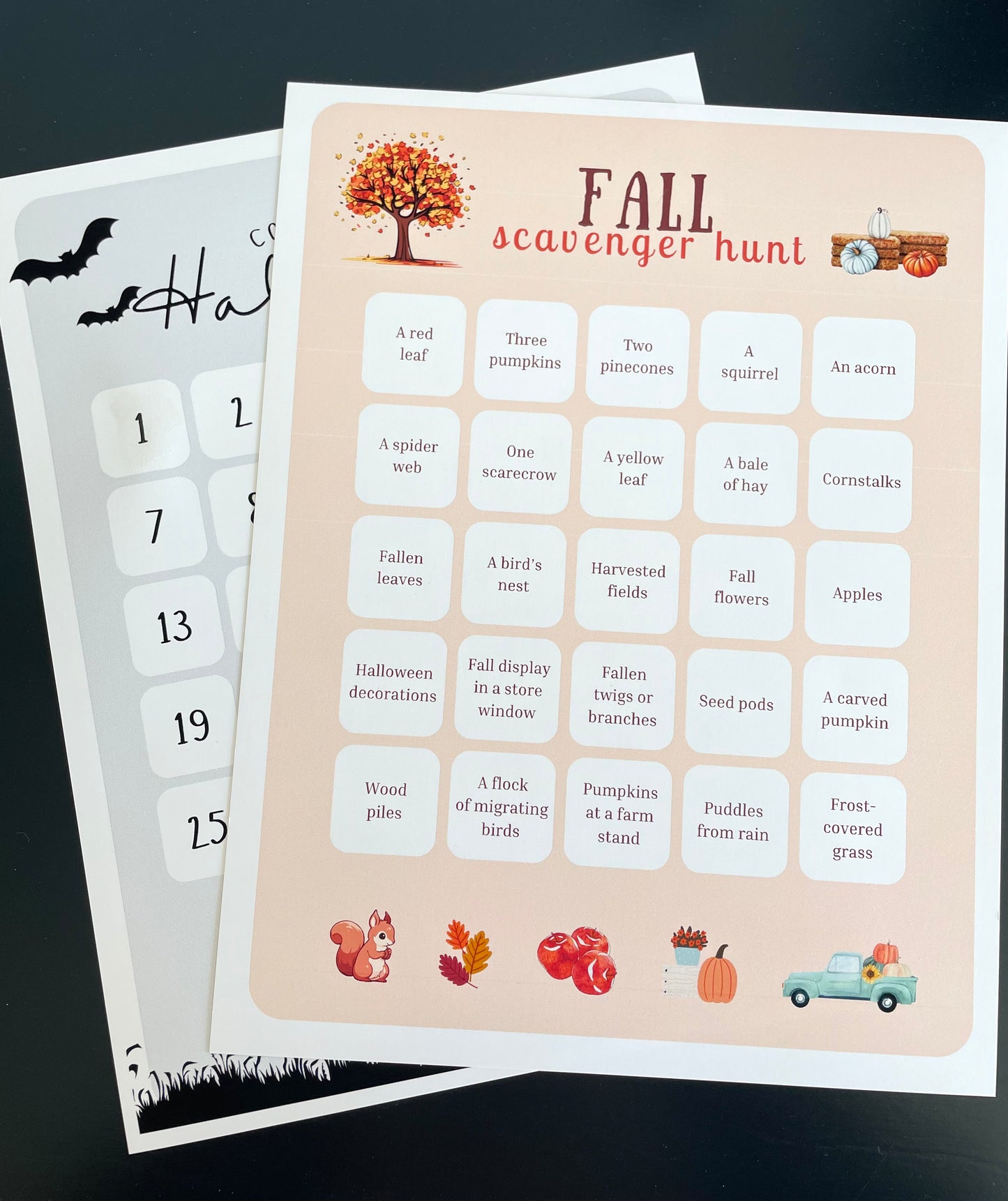 Fall Scavenger Hunt Activity Sheet with Stickers